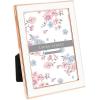 imageLaura Ashley 5x7 White Enamel Picture Frame Gold Metal Edge with Easel for Countertop Counterspace Tabletop Display Bookshelf Desk Wall Dcor Photo GalleryWhite W Rose Gold