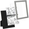 imageLaura Ashley 5x7 White Enamel Picture Frame Gold Metal Edge with Easel for Countertop Counterspace Tabletop Display Bookshelf Desk Wall Dcor Photo GalleryGray W Silver