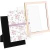 imageLaura Ashley 5x7 White Enamel Picture Frame Gold Metal Edge with Easel for Countertop Counterspace Tabletop Display Bookshelf Desk Wall Dcor Photo GalleryPink W Gold