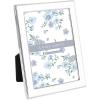 imageLaura Ashley 5x7 White Enamel Picture Frame Gold Metal Edge with Easel for Countertop Counterspace Tabletop Display Bookshelf Desk Wall Dcor Photo GalleryWhite W Silver