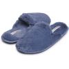 imageLaura Ashley Ladies All Over Plush WMemory Foam SlippersClassic Blue