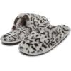 imageLaura Ashley Ladies All Over Plush WMemory Foam SlippersGrey Cheetah