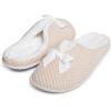imageLaura Ashley Womens Memory Foam Slip On Terry Cloth Clog Slippers Ladies Fuzzy Rubber Bottom Fur Bedroom House ShoesOat Milk