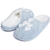 imageLaura Ashley Womens Memory Foam Slip On Terry Cloth Clog Slippers Ladies Fuzzy Rubber Bottom Fur Bedroom House ShoesResort Blue