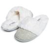 imageLaura Ashley Womens Plush Memory Foam Wide Collar Fleece Spa Scuff Slippers Fuzzy Warm Faux Fur Slip On House Shoes SlipperNickle Green