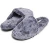 imageLaura Ashley Womens Soft Plush Memory Foam Scuff Slippers Warm Fuzzy Fluffy Bedroom Slipper Ladies Faux Fur Slip On House ShoesDenim Tipped