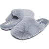 imageLaura Ashley Womens Soft Plush Memory Foam Scuff Slippers Warm Fuzzy Fluffy Bedroom Slipper Ladies Faux Fur Slip On House ShoesGrey