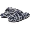 imageLaura Ashley Womens Soft Plush Memory Foam Scuff Slippers Warm Fuzzy Fluffy Bedroom Slipper Ladies Faux Fur Slip On House ShoesLt Grey Leopard
