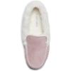 imageLaura Ashley Womens Micro Suede Memory Foam Moccasin Slippers Warm Fuzzy Rubber Bottom Indoor Outdoor Faux Fur House ShoesPink