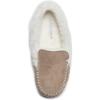 imageLaura Ashley Womens Micro Suede Memory Foam Moccasin Slippers Warm Fuzzy Rubber Bottom Indoor Outdoor Faux Fur House ShoesTan