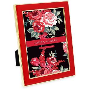 imageLaura Ashley 5x7 White Enamel Picture Frame Gold Metal Edge with Easel for Countertop Counterspace Tabletop Display Bookshelf Desk Wall Dcor Photo GalleryRed W Gold