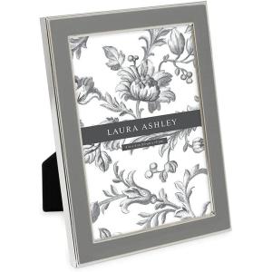 imageLaura Ashley 5x7 White Enamel Picture Frame Gold Metal Edge with Easel for Countertop Counterspace Tabletop Display Bookshelf Desk Wall Dcor Photo GalleryGray W Silver