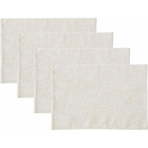 imageLaura Ashley Dothan Luxury Linen Blend Tablecloth for Formal Dining Holiday Wedding or Party 60quot x 84quot Taupe19 x 13 Set of 4 Rectangular Placemats