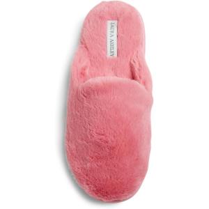 imageLaura Ashley Ladies All Over Plush WMemory Foam SlippersCoral