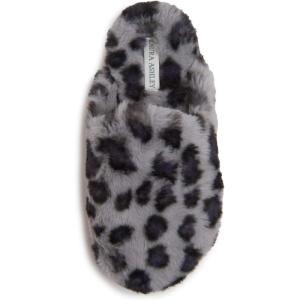 imageLaura Ashley Ladies All Over Plush WMemory Foam SlippersGrey Print