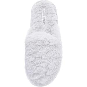 imageLaura Ashley Ladies All Over Plush WMemory Foam SlippersLight Grey