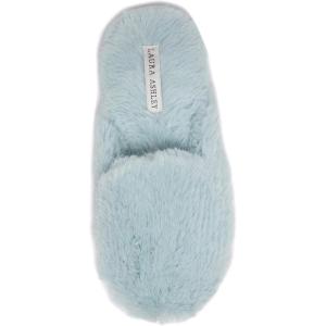 imageLaura Ashley Ladies All Over Plush WMemory Foam SlippersPale Green