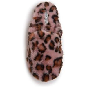 imageLaura Ashley Ladies All Over Plush WMemory Foam SlippersPink Print