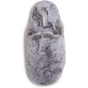 imageLaura Ashley Womens Soft Plush Memory Foam Scuff Slippers Warm Fuzzy Fluffy Bedroom Slipper Ladies Faux Fur Slip On House ShoesGrey Tipped