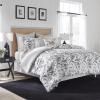 imageLaura Ashley  Queen Comforter Set Reversible Cotton Bedding Includes Matching Shams with Bonus Euro Shams ampamp Throw Pillows Amberley BlackWhite QueenAmberley BlackWhite