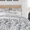 imageLaura Ashley  Queen Comforter Set Reversible Cotton Bedding Includes Matching Shams with Bonus Euro Shams ampamp Throw Pillows Amberley BlackWhite QueenAmberley BlackWhite