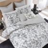 imageLaura Ashley  Queen Comforter Set Reversible Cotton Bedding Includes Matching Shams with Bonus Euro Shams ampamp Throw Pillows Amberley BlackWhite QueenAmberley BlackWhite