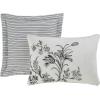 imageLaura Ashley  Queen Comforter Set Reversible Cotton Bedding Includes Matching Shams with Bonus Euro Shams ampamp Throw Pillows Amberley BlackWhite QueenAmberley BlackWhite