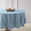 imageLaura Ashley Decorative Tablecloth Wrinkle and Stain Resistant Spillproof Water Repellent Easy Care Washable Polyester Fabric for Dining Kitchen Holiday and Party 60quot x 84quot Apple BlossomBlue Stripe