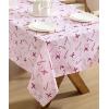 imageLaura Ashley Decorative Tablecloth Wrinkle and Stain Resistant Spillproof Water Repellent Easy Care Washable Polyester Fabric for Dining Kitchen Holiday and Party 60quot x 84quot Apple BlossomPink Candy Cane