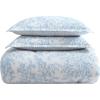 imageLaura Ashley Queen Comforter Set Cotton Reversible Bedding Set with Matching Shams Farmhouse Home Dcor Bedford Blue QueenBedford Blue