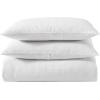 imageLaura Ashley Queen Comforter Set Cotton Reversible Bedding Set with Matching Shams Farmhouse Home Dcor Bedford Blue QueenWaffle Pique White