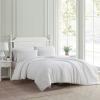 imageLaura Ashley Queen Comforter Set Cotton Reversible Bedding Set with Matching Shams Farmhouse Home Dcor Bedford Blue QueenWaffle Pique White