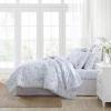 imageLaura Ashley Queen Comforter Set Reversible Cotton Bedding with Matching Shams Farmhouse Home Decor Dorm Room Essentials Belinda Blue QueenBelinda Blue