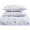 imageLaura Ashley Queen Comforter Set Reversible Cotton Bedding with Matching Shams Farmhouse Home Decor Dorm Room Essentials Belinda Blue QueenBelinda Blue