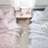 imageLaura Ashley Queen Comforter Set Reversible Cotton Bedding with Matching Shams Farmhouse Home Decor Dorm Room Essentials Belinda Blue QueenDelphine Pink