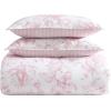 imageLaura Ashley Queen Comforter Set Reversible Cotton Bedding with Matching Shams Farmhouse Home Decor Dorm Room Essentials Belinda Blue QueenDelphine Pink