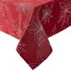 imageLaura Ashley Tablecloth Raised Woven Embroidered Jacquard Fabric Wrinkle Resistant for Dining Holiday Party Wedding or Banquet 60quot x 102quot Cynthia WhitePoinsettia Red