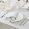 imageLaura Ashley Tablecloth Raised Woven Embroidered Jacquard Fabric Wrinkle Resistant for Dining Holiday Party Wedding or Banquet 60quot x 102quot Cynthia WhiteSnowflake Silver