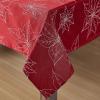 imageLaura Ashley Tablecloth Raised Woven Embroidered Jacquard Fabric Wrinkle Resistant for Dining Holiday Party Wedding or Banquet 60quot x 102quot Cynthia WhitePoinsettia Red