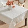 imageLaura Ashley Tablecloth Raised Woven Embroidered Jacquard Fabric Wrinkle Resistant for Dining Holiday Party Wedding or Banquet 60quot x 102quot Cynthia WhiteMaple Taupe