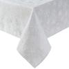 imageLaura Ashley Tablecloth Raised Woven Embroidered Jacquard Fabric Wrinkle Resistant for Dining Holiday Party Wedding or Banquet 60quot x 102quot Cynthia WhiteSnowflake Silver