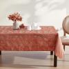 imageLaura Ashley Tablecloth Raised Woven Embroidered Jacquard Fabric Wrinkle Resistant for Dining Holiday Party Wedding or Banquet 60quot x 102quot Cynthia WhiteMaple Spice