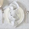 imageLaura Ashley Tablecloth Raised Woven Embroidered Jacquard Fabric Wrinkle Resistant for Dining Holiday Party Wedding or Banquet 60quot x 102quot Cynthia WhiteSnowflake Silver