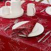 imageLaura Ashley Tablecloth Raised Woven Embroidered Jacquard Fabric Wrinkle Resistant for Dining Holiday Party Wedding or Banquet 60quot x 102quot Cynthia WhitePoinsettia Red