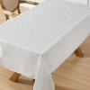 imageLaura Ashley Tablecloth Raised Woven Embroidered Jacquard Fabric Wrinkle Resistant for Dining Holiday Party Wedding or Banquet 60quot x 102quot Cynthia WhiteSnowflake Silver