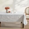 imageLaura Ashley Tablecloth Raised Woven Embroidered Jacquard Fabric Wrinkle Resistant for Dining Holiday Party Wedding or Banquet 60quot x 102quot Cynthia WhiteCynthia Beige