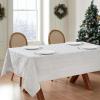imageLaura Ashley Tablecloth Raised Woven Embroidered Jacquard Fabric Wrinkle Resistant for Dining Holiday Party Wedding or Banquet 60quot x 102quot Cynthia WhiteSnowflake Silver