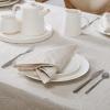 imageLaura Ashley Tablecloth Raised Woven Embroidered Jacquard Fabric Wrinkle Resistant for Dining Holiday Party Wedding or Banquet 60quot x 102quot Cynthia WhiteMaple Taupe