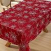 imageLaura Ashley Tablecloth Raised Woven Embroidered Jacquard Fabric Wrinkle Resistant for Dining Holiday Party Wedding or Banquet 60quot x 102quot Cynthia WhitePoinsettia Red