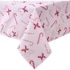imageLaura Ashley Decorative Tablecloth Wrinkle and Stain Resistant Spillproof Water Repellent Easy Care Washable Polyester Fabric for Dining Kitchen Holiday and Party 60quot x 84quot Apple BlossomPink Candy Cane